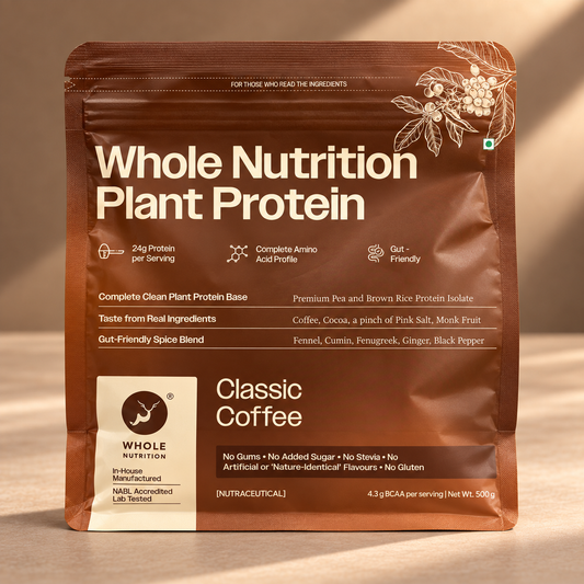 Whole Nutrition Classic Coffee Plant Protein 500g pouch, front view