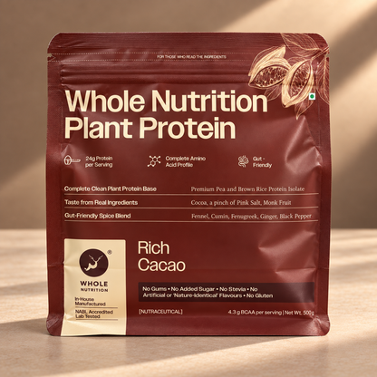 plant-protein-500g-front.pngWhole Nutrition Rich Cacao Plant Protein 500g pouch, front view