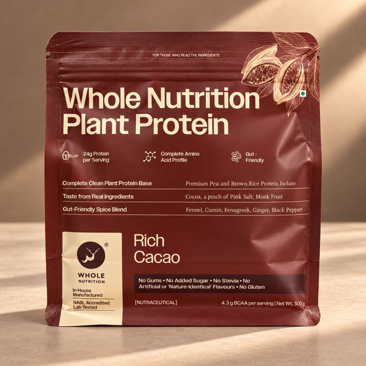 plant-protein-500g-front.pngWhole Nutrition Rich Cacao Plant Protein 500g pouch, front view